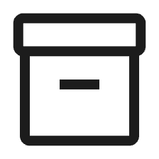 Category icon of a box with a horizontal line, indicating inventory management.