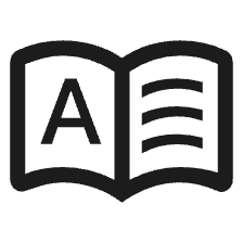 Callout icon of an open book with letter A, indicating dictionary or glossary terms.