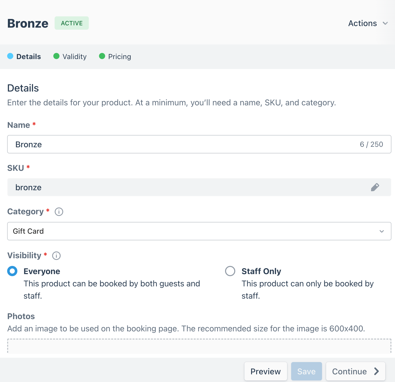 Gift card builder page highlighted, indicating that settings can be updated as needed.