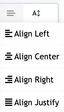 Text editor align option drop-down menu.