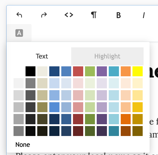 Text editor text background color picker.