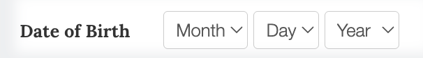 Example of date of birth field