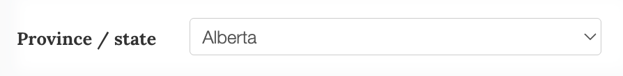 Example of the province/ state field.