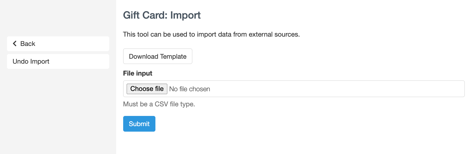 Gift card import tool